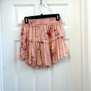 LOVESHACKFANCY pink floral skirt